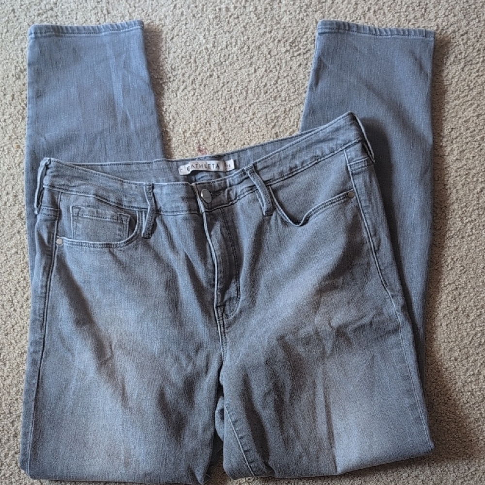 Athleta Gray Denim Straight Leg Jeans Size 12